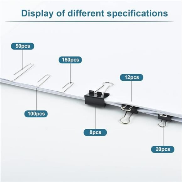 Binder clips and paper clips set 340pcs assorted sizes office school supplies bo - Picture 5 of 8